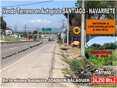 VENDO 24,250 mts.2  en La Autopista Santiago–Navarrete, PROX. A LA CIRCUNVALACION, RD$ 95,500,000.00