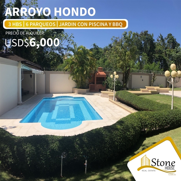 ALQUILER DE LUJOSA CASA UBICADA EN SECTOR ARROYO HONDO-113905 | clasificados .